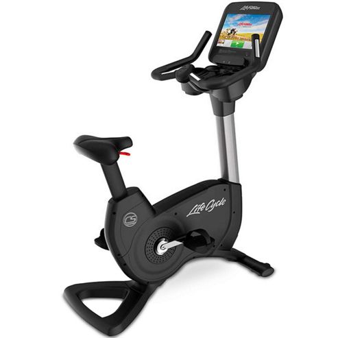 Image of Life Fitness Platinum Club Discover Se Upright Bike Wifi - Arctic Silver