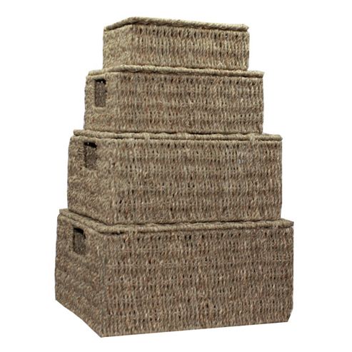 Image of Wicker Valley Seagrass Storage Box 4 Piece Set