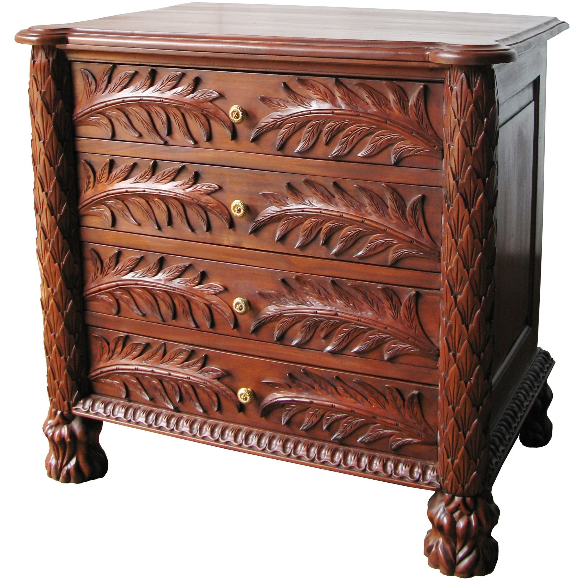 Lock stock and barrel Mahogany 4 Drawer Palm Chest - Wax at Tesco Direct
