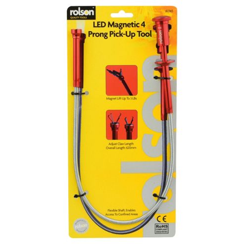Image of Rolson Led Magnetic 4 Prong Pick-up Tool