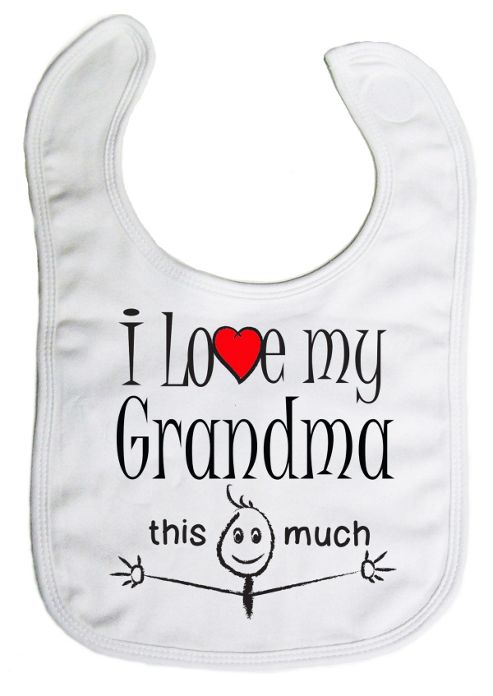 Image of Dirty Fingers I Love My Grandma This Much Baby Bib White