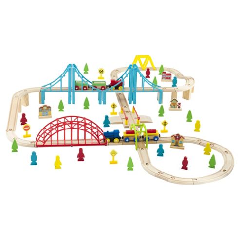 Image of Carousel 100 Piece Wooden Train Set