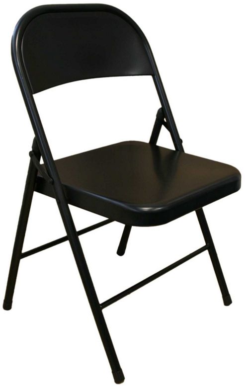 Image of Black Metal Folding Chair - Folding Office, Computer, Desk Chair