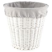 Tesco White Wicker Grey Striped Lined Bin