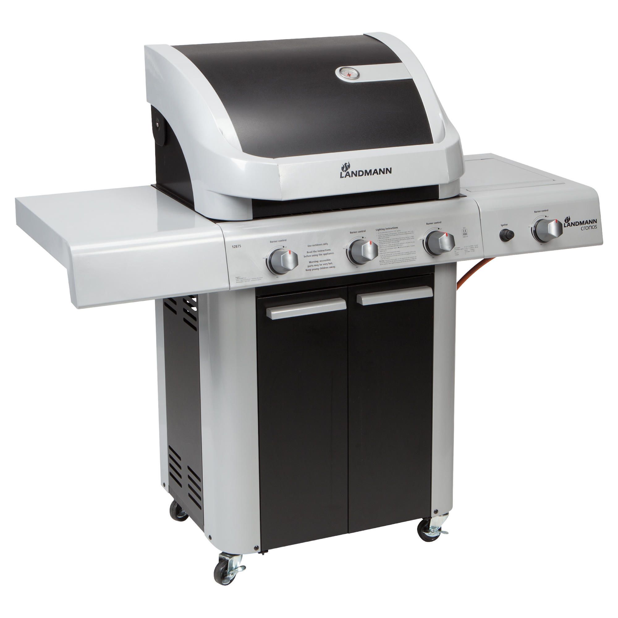 Landmann Cronos Black 3 burner + side burner and cabinet BBQ at Tescos Direct