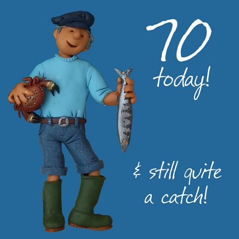 Image of Holy Mackerel Happy 70th Birthday. Your 70, & Still Quite A Catch Greetings Card