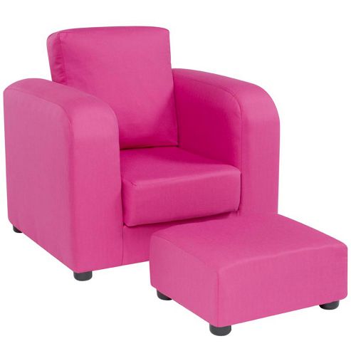 Image of Chair With Footstool - Pink