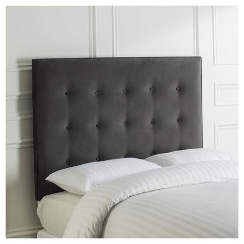 Image of Manhattan Headboard Charcoal Suede-effect Double