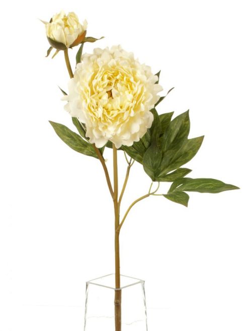 Image of Artificial 80cm Single Stem Double Headed White Peony