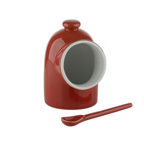 Image of "scoop Salt Pig & Spoon, Red"
