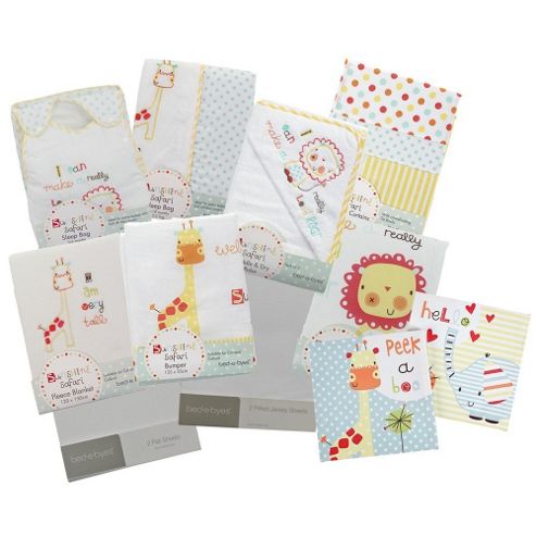 Image of Bed-e-byes Sunshine Safari Room In A Box With Tape Top Curtains