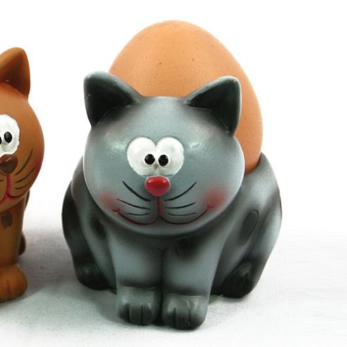Image of Black Ginger Novelty Egg Cup, Grey Cat