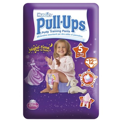 Image of Huggies Pull Ups Size 5 Girl Night Time 12