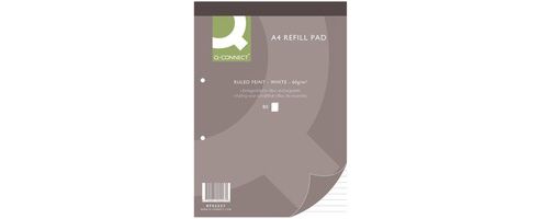 Image of Q-connect Refill Pad A4 Ruled Feint Punched 2-hole Head Bound 80 Leaf