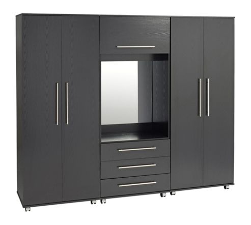 Image of Ideal Furniture Bobby 4 Door Wardrobe With Drawers - Oak