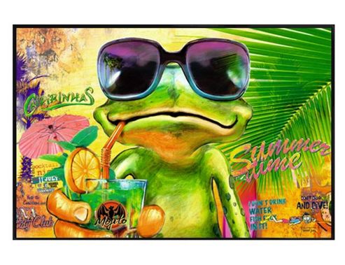 Image of Michael Tarin Gloss Black Framed Summertime Frog Poster