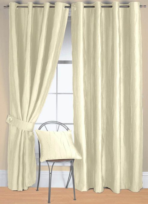 Image of Jazz Ready Made Eyelet Curtain - Ivory