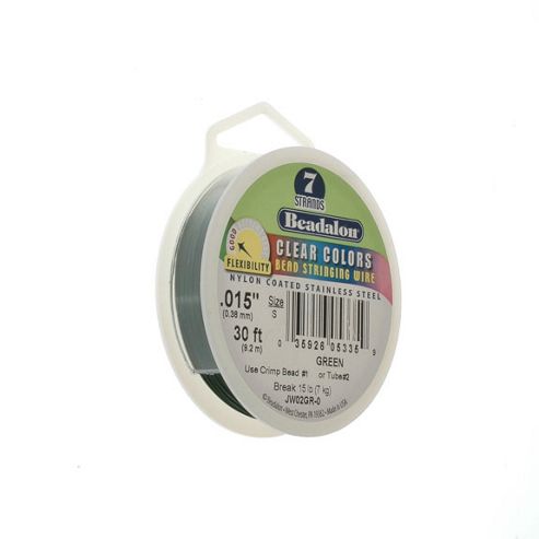 Image of Beadalon 7 Strand Wire .015" Green 30ft (9.2m)