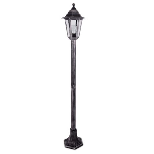 Image of Traditional Ip44 Outdoor 1.2m Bollard Light In Brushed Silver And Black