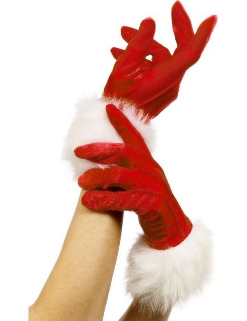 Image of Red Female Santa Gloves