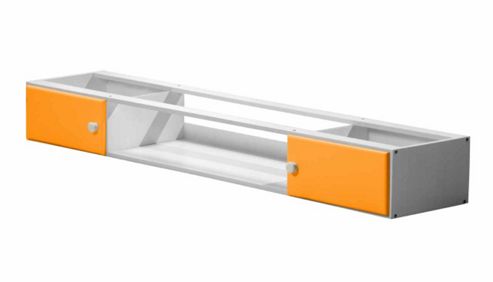Image of Catania Under Bed Cupboards With Open Shelf In White &amp; Orange