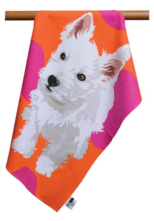 Image of Leslie Gerry Westie Dog Design Tea Towel