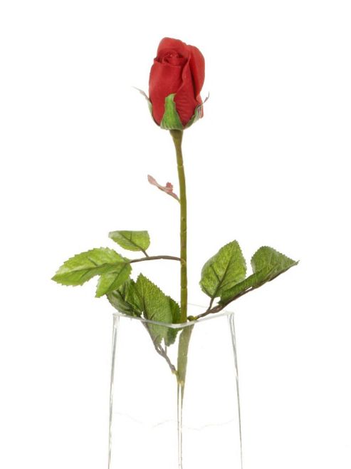Image of Artificial 60cm Single Stem Closed Bud Red Rose