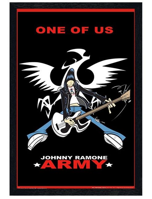 Image of The Ramones Johnny Ramone Army Black Wooden Framed One Of Us Poster