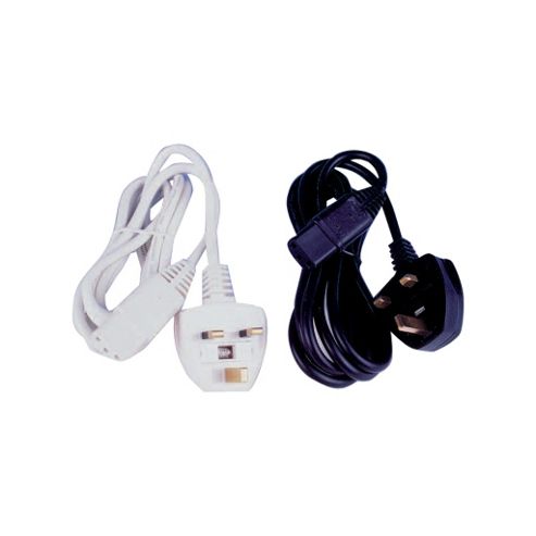 Image of Uk Mains Moulded Iec Euro 3 Pin Adaptor Cable Black 3m