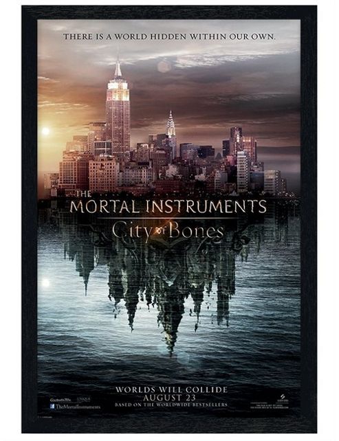 Image of Black Wooden Framed Mortal Instruments City Of Bones Two Worlds Poster