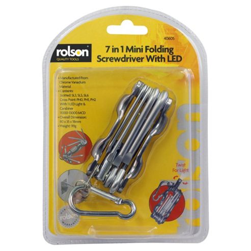 Image of Rolson 7 In 1 Mini Folding Screwdriver With Led