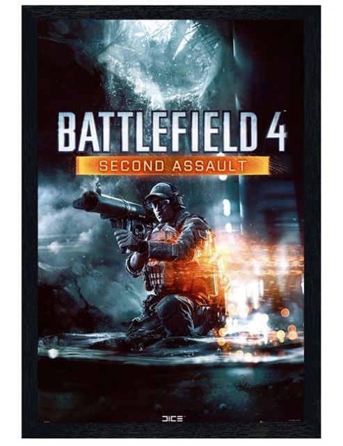 Image of Black Wooden Framed Battlefield 4 Second Assault Poster
