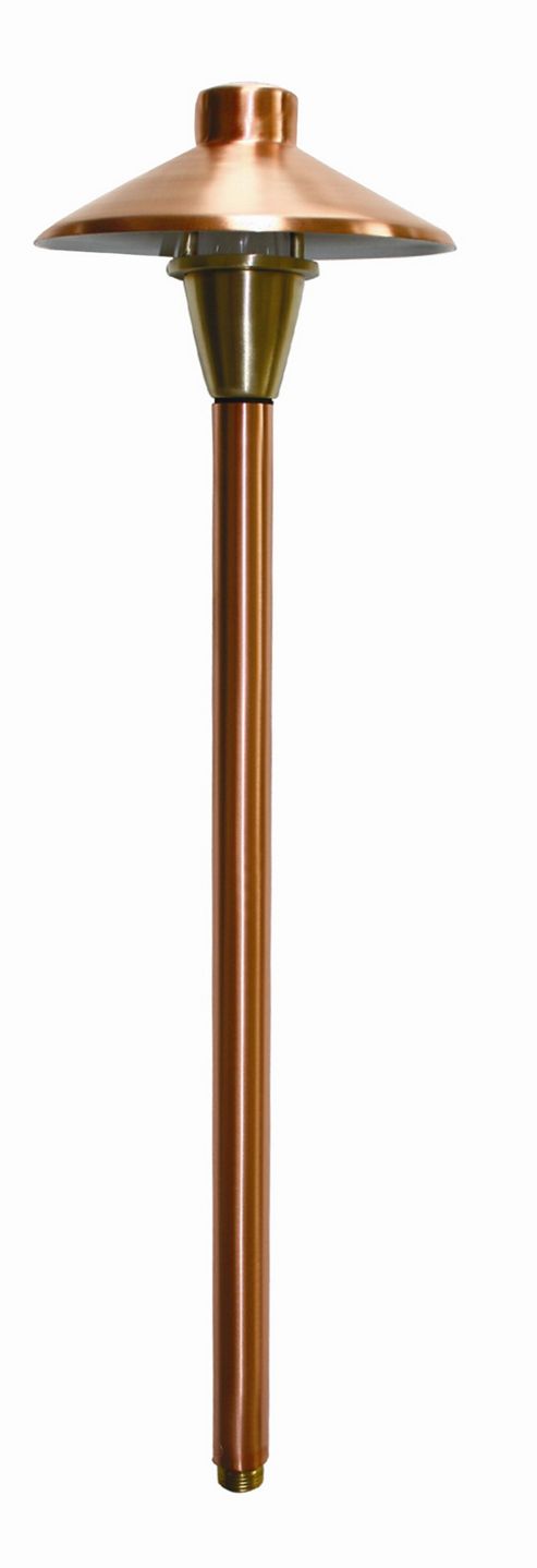 Image of Garden Zone Bronze Led Round Pagoda Light In Raw Copper And Brass