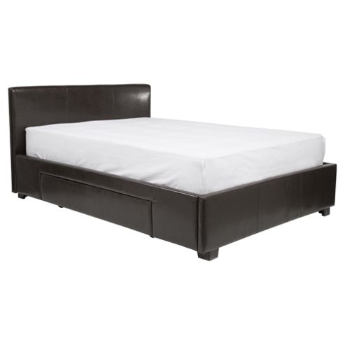 Image of Eden King Faux Leather Storage Bed Frame, Brown
