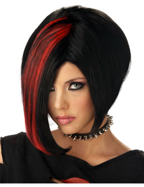Image of Adult Mood Swing Wig Blk/red