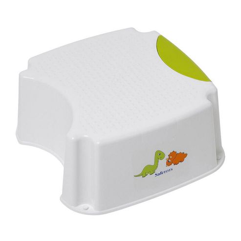 Image of Safetots Dinosaur Step Stool White With Lime Trim