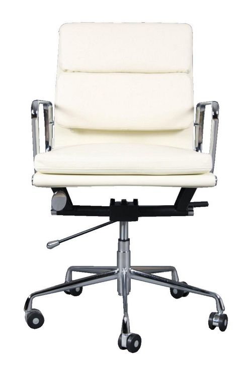 Image of Eames Ea217 Inspired Low Back Soft Pad Ivory White Leather Office Chair