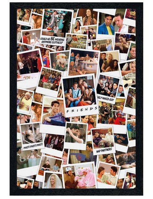 Image of Black Wooden Framed Friends Photo Collage Poster