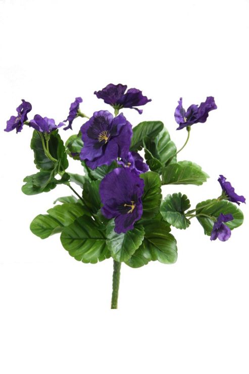 Image of Artificial 27cm Purple Pansy Plug Plant