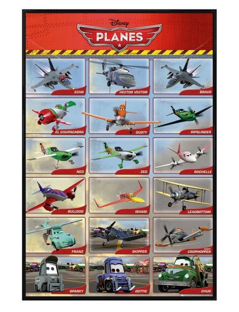 Image of Walt Disney Disneytoon's Planes Gloss Black Framed Colourful Character Collage Poster