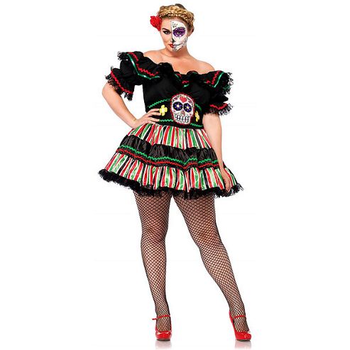 Image of Day Of The Dead Doll - Adult Costume Size: 18-20