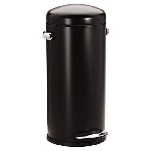 Image of Simplehuman 30 Litre Retro Round Pedal Bin, Black