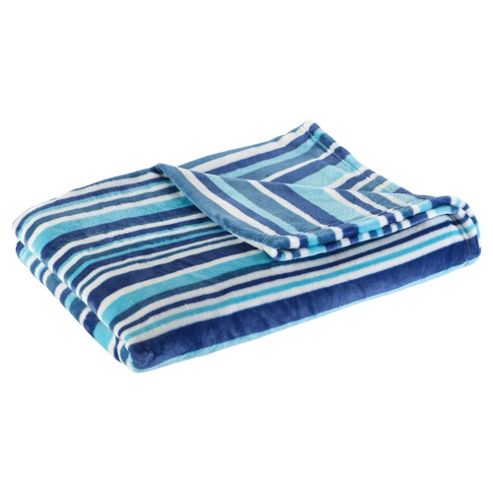 Image of Tonal Stripe Blue Printed Fleece Blanket