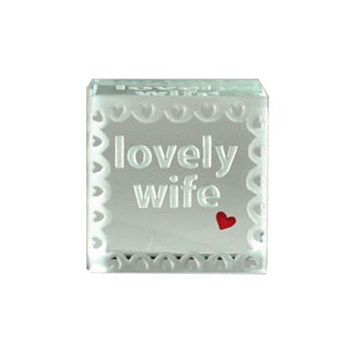 Image of Lovely Wife Solid Glass Valentine Keepsake