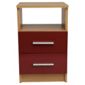 Jazz 2 Drawer Bedside Cabinet Oak & Red Gloss