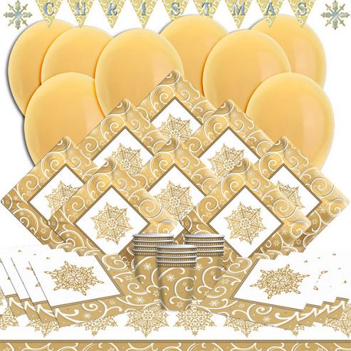 Image of Shimmering Snowflake Party Christmas Party Pack For 16