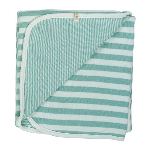 Image of Pigeon Organics Broad Stripe Reversible Blanket Blue 70x70cm