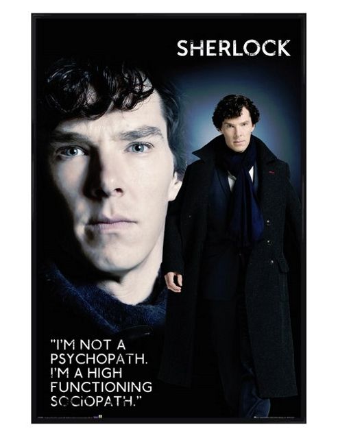 Image of Gloss Black Framed Sherlock Holmes Sociopath Poster