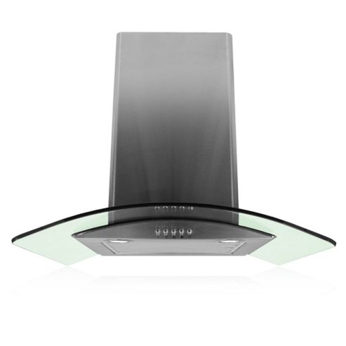 Image of Electriq Eiqchcgssc60 60cm Curved Clear Glass Chimney Cooker Hood Stainless Steel