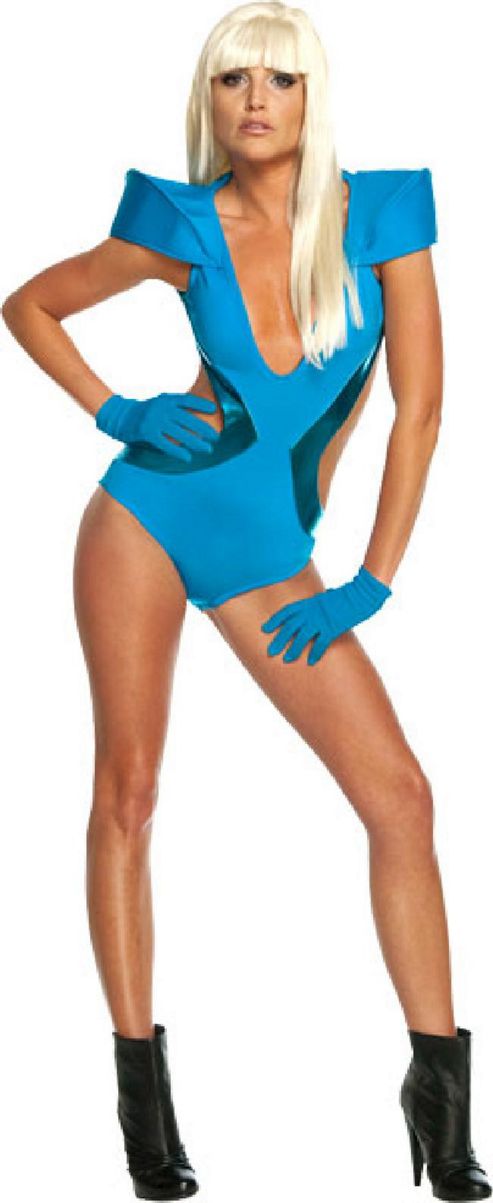 Image of Lady Gaga Blue Swimsuit - Adult Costume Size: 6-8